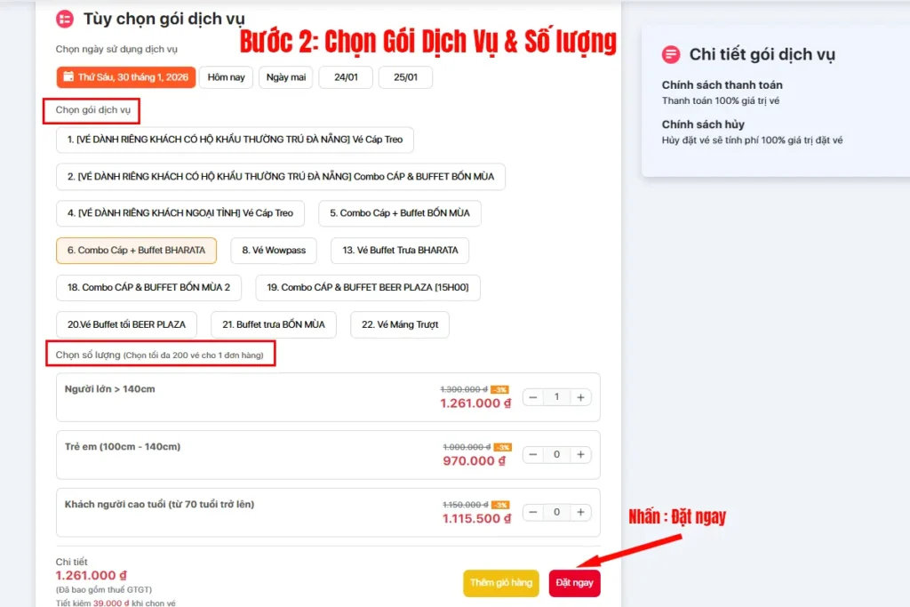 Hướng dẫn đặt vé Online SunWorld Bà Nà Hills